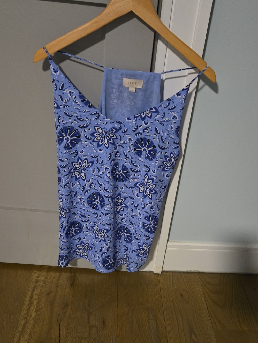 LOFT Light Blue Floral Spaghetti Strap Cami